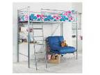 Silver coloured metal high bed with futon Silver metal....