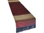 100% Thai Silk Throw/Bed & Table Runner - Maroon & Gold